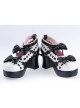 Black & White 2.8" High Heel Lovely Patent Leather Round Toe Ankle Straps Bow Decoration Platform Girls Lolita Shoes