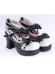 Black & White 2.8" High Heel Lovely Patent Leather Round Toe Ankle Straps Bow Decoration Platform Girls Lolita Shoes