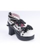 Black & White 2.8" High Heel Lovely Patent Leather Round Toe Ankle Straps Bow Decoration Platform Girls Lolita Shoes