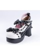 Black & White 2.8" High Heel Lovely Patent Leather Round Toe Ankle Straps Bow Decoration Platform Girls Lolita Shoes