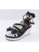 Black & White2.8" High Heel Adorable Polyurethane Round Toe Criss Cross Straps Platform Girls Lolita Shoes