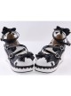 Black & White2.8" High Heel Adorable Polyurethane Round Toe Criss Cross Straps Platform Girls Lolita Shoes