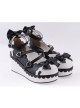 Black & White2.8" High Heel Adorable Polyurethane Round Toe Criss Cross Straps Platform Girls Lolita Shoes