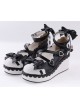 Black & White2.8" High Heel Adorable Polyurethane Round Toe Criss Cross Straps Platform Girls Lolita Shoes