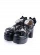 Black 3.1" High Heel Lovely Synthetic Leather Criss Cross Straps Bow Decoration Platform Girls Lolita Shoes