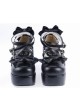 Black 3.1" High Heel Lovely Synthetic Leather Criss Cross Straps Bow Decoration Platform Girls Lolita Shoes