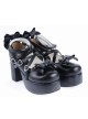 Black 3.1" High Heel Lovely Synthetic Leather Criss Cross Straps Bow Decoration Platform Girls Lolita Shoes