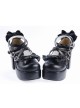 Black 3.1" High Heel Lovely Synthetic Leather Criss Cross Straps Bow Decoration Platform Girls Lolita Shoes