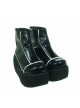 Black & White 3.1" Heel High Stylish Patent Leather Round Toe Scalloped Platform Girls Lolita Shoes