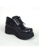 Black 2.4" Heel High Adorable Patent Leather Round Toe Lace Tie Platform Lady Lolita Shoes