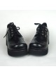 Black 2.4" Heel High Adorable Patent Leather Round Toe Lace Tie Platform Lady Lolita Shoes