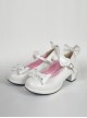 White 1.8" Heel High Lovely PU Point Toe Bow Decoration Platform Girls Lolita Shoes