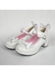 White 1.8" Heel High Lovely PU Point Toe Bow Decoration Platform Girls Lolita Shoes