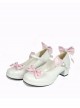 White & Pink 1.8" Heel High Cute Suede Point Toe Bowknot Platform Girls Lolita Shoes