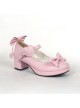 Pink 1.8" Heel High Gorgeous PU Point Toe Bow Decoration Platform Girls Lolita Shoes
