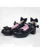 Black 1.8" Heel High Romatic Synthetic Leather Point Toe Bow Decoration Platform Girls Lolita Shoes