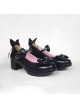 Black 1.8" Heel High Romatic Synthetic Leather Point Toe Bow Decoration Platform Girls Lolita Shoes