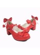 Red 1.8" Heel High Cute PU Point Toe Bowknot Platform Girls Lolita Shoes