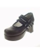 Brown 2.9" Heel High Classic Polyurethane Round Toe Cross Straps Platform Lady Lolita Shoes