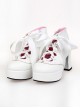 White 2.9" Heel High Special Synthetic Leather Round Toe Ankle Straps Platform Girls Lolita Shoes