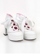 White 2.9" Heel High Special Synthetic Leather Round Toe Ankle Straps Platform Girls Lolita Shoes