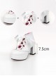 White 2.9" Heel High Special Synthetic Leather Round Toe Ankle Straps Platform Girls Lolita Shoes