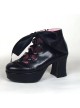 Black 2.9" Heel High Cute PU Round Toe Ankle Straps Platform Girls Lolita Shoes