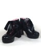 Black 2.9" Heel High Cute PU Round Toe Ankle Straps Platform Girls Lolita Shoes