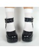 Black 3.1" Heel High Stylish Suede Round Toe Ankle Straps Platform Girls Lolita Shoes