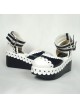 Black & White 3.1" Heel High Cute PU Round Toe Ankle Straps Platform Girls Lolita Shoes