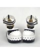 Black & White 3.1" Heel High Cute PU Round Toe Ankle Straps Platform Girls Lolita Shoes