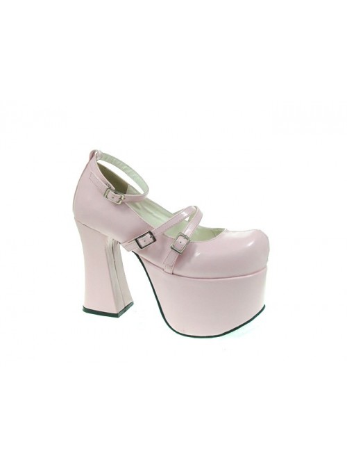 Pink 4.9" Heel High Adorable Polyurethane Round Toe Scalloped Platform Girls Lolita Shoes