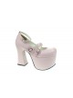 Pink 4.9" Heel High Adorable Polyurethane Round Toe Scalloped Platform Girls Lolita Shoes