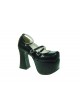 Black 4.9" Heel High Stylish Synthetic Leather Round Toe Scalloped Platform Girls Lolita Shoes