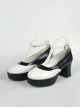 Black & White 2.9" Heel High Stylish Suede Round Toe Ankle Straps Platform Girls Lolita Shoes