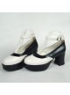 Black & White 2.9" Heel High Stylish Suede Round Toe Ankle Straps Platform Girls Lolita Shoes