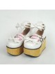 White 3.7" Heel High Classic PU Round Toe Bow Decoration Platform Lady Lolita Shoes