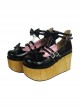 Black 3.7" Heel High Stylish Suede Round Toe Bow Decoration Platform Lady Lolita Shoes