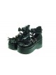 Black 2.8" Heel High Lovely Patent Leather Round Toe Bow Decoration Platform Lady Lolita Shoes