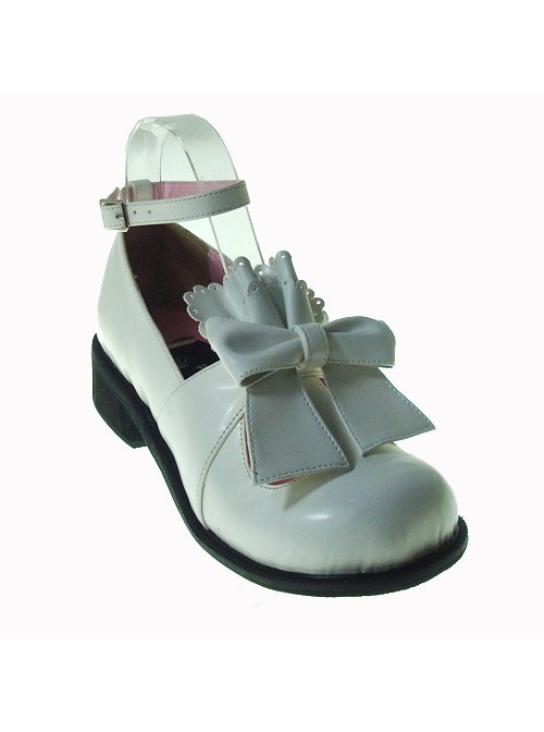 White 1.4" Heel High Romatic Suede Round Toe Bow Decoration Platform Lady Lolita Shoes