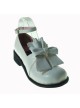 White 1.4" Heel High Romatic Suede Round Toe Bow Decoration Platform Lady Lolita Shoes