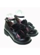 Black 1.4" Heel High Cute Patent Leather Round Toe Bow Decoration Platform Lady Lolita Shoes