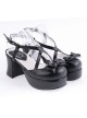 Black 2.9" Heel High Lovely Polyurethane Point Toe Criss Cross Straps Platform Lady Lolita Shoes