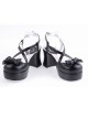 Black 2.9" Heel High Lovely Polyurethane Point Toe Criss Cross Straps Platform Lady Lolita Shoes