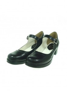 Black 1.8" Heel High Adorable Synthetic Leather Point Toe Cross Straps Platform Women Lolita Shoes