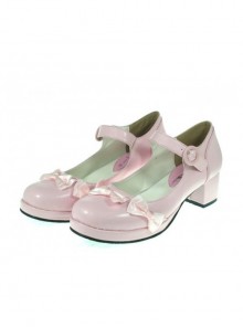 Pink 1.8" Heel High Classic Patent Leather Point Toe Cross Straps Platform Women Lolita Shoes