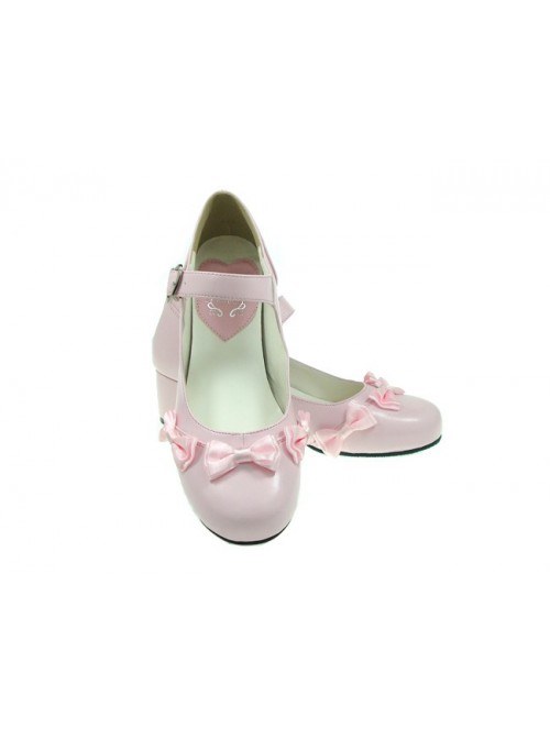 Pink 1.8" Heel High Classic Patent Leather Point Toe Cross Straps Platform Women Lolita Shoes