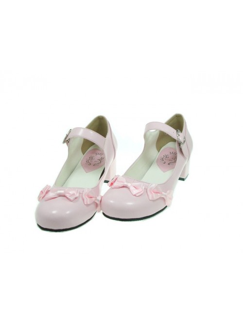 Pink 1.8" Heel High Classic Patent Leather Point Toe Cross Straps Platform Women Lolita Shoes