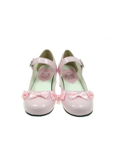 Pink 1.8" Heel High Classic Patent Leather Point Toe Cross Straps Platform Women Lolita Shoes