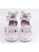 White 2.6" Heel High Classic Synthetic Leather Point Toe Bowknot Platform Women Lolita Shoes